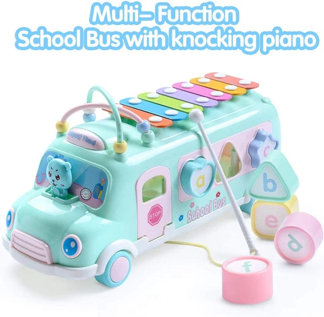 EFOSHM Intellectual School Bus Baby Toy, Piano Music Bus Toys Toddler for 1-3 Ye