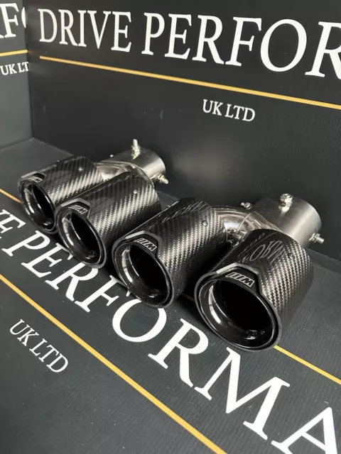 Gloss Black Carbon Fibre Exhaust Tips BMW 2 4 Series G22 G23 G26 G42 M240i M440i