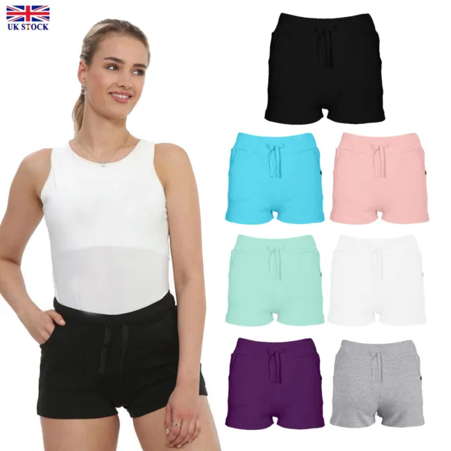 Womens Ladies Summer Cotton Holiday Sport Drawstring Waist Shorts Hot Pants