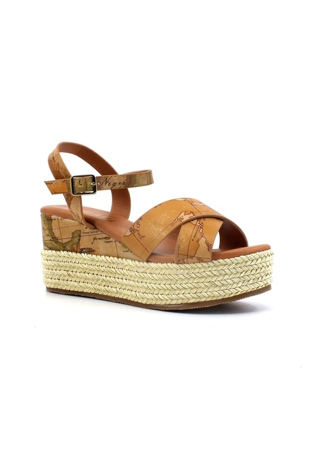 Alviero Martini 1° Classe Wedge Sandal Woman Geo Natural Z0511-9750