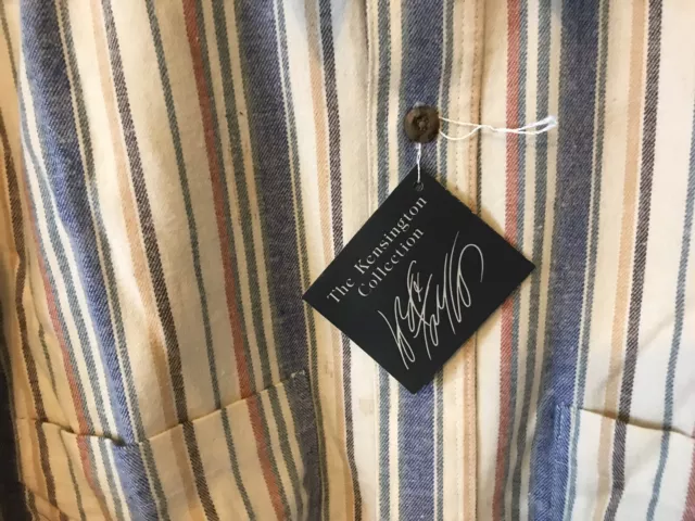 Lord & Taylor Mens Size L  Beige Striped Long Sleeve Flannel Button Up shirt 2