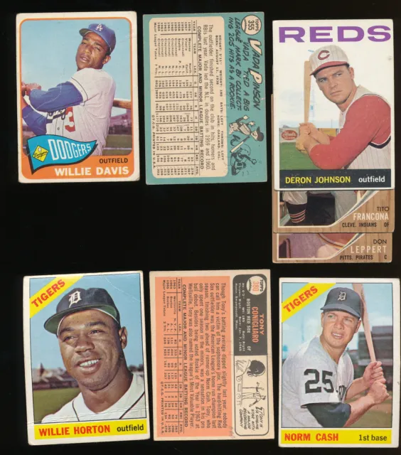 (75) 1962-64-65-1966 Topps baseball lot - pencil/back - L1013