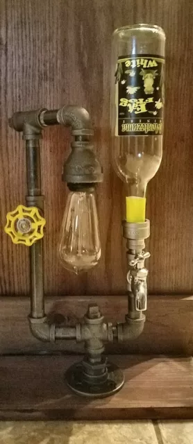 Handcrafted Industrial Pipe combination Desk Lamp/ Drink Dispenser