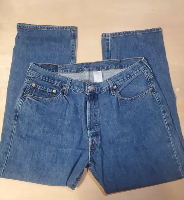 Levis 501 Indigo Blue Button Fly Jeans Vintage Made in Hati 40 X