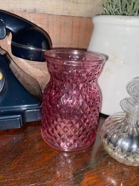 French Vintage Style Perfume Bottle & Pretty Pink Glass Jar Vase Pot Shabby Chic 2