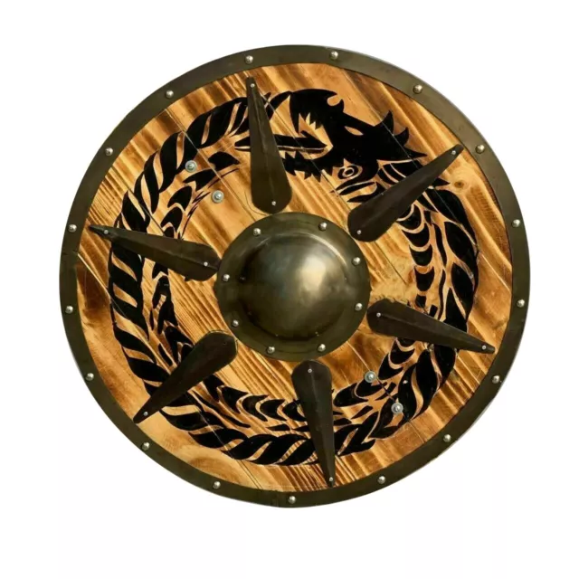 Viking Shield Medieval Battle Ready Shield Wooden Shield 24" inch Halloween Deco