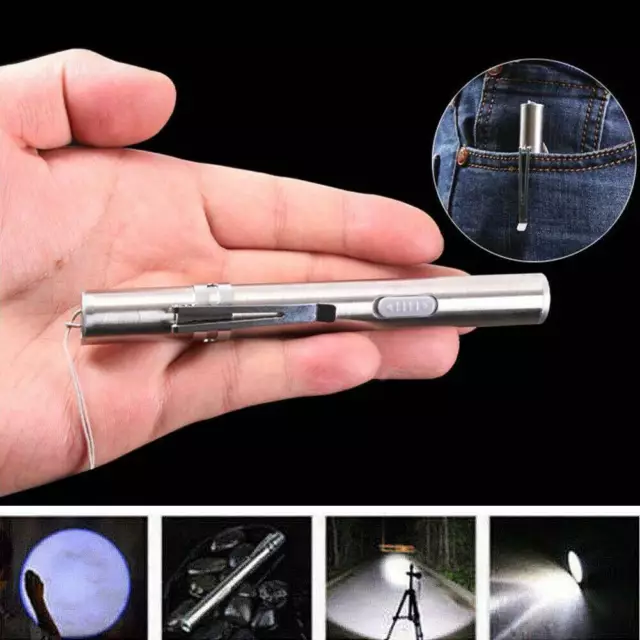 10000LM Mini Super Bright USB Rechargeable Tactical Flashlight Torch LED Pen UK