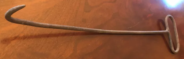 Long Antique 23" Iron Hand Forged Hay Bale Hook Primitive Farm Tool Farmhouse