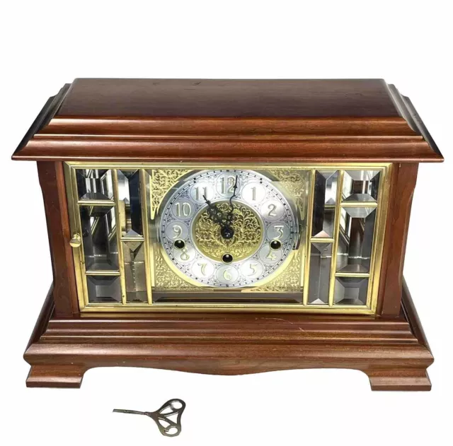 Ansonia 315 Musical Chiming Mantle Clock w. German Movement In Hardwood Case