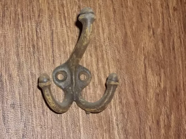 Antique Cast Iron Coat Hook Acorn Finial 3 Hooks Architectural Salvage