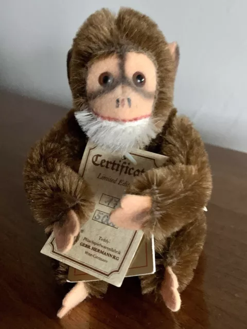 Hermann Mohair Jocko Chimp Monkey Jointed 6” New W/tags Germany