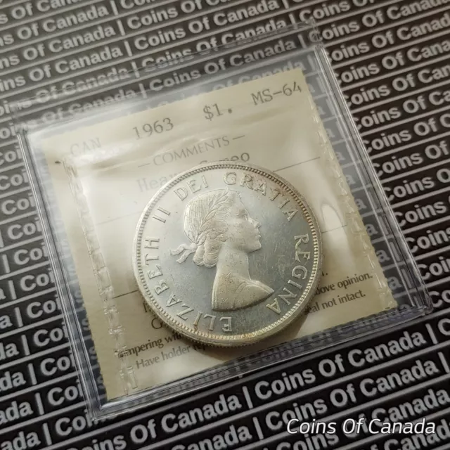 1963 Canada $1 Silver Dollar Coin - ICCS MS 64 Heavy Cameo - RARE #coinsofcanada