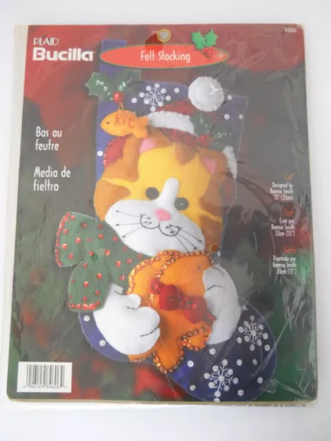 DIY Bucilla Purrfect Nap Santa Cats Christmas Felt Stocking Kit