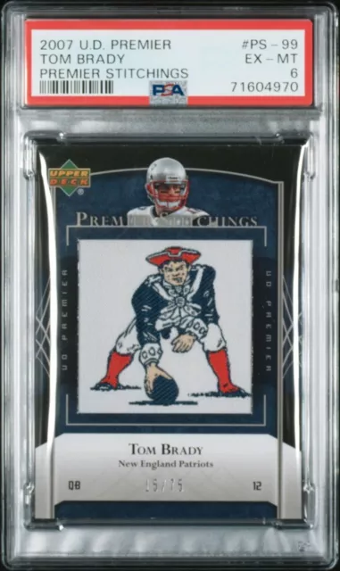 2007 Upper Deck Premier Tom Brady Premier Stitchings /75 #PS-99 . PSA GRADED 6.