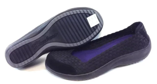 Womens Skechers Savor Just Weave It 49025 BBK Black Slip On Sneakers Shoes