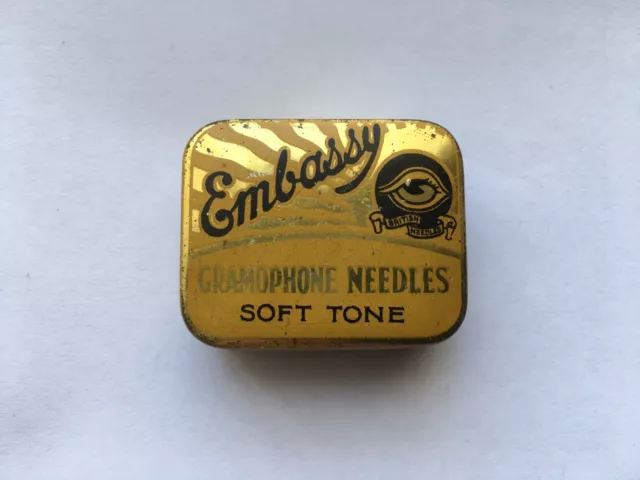 C1930s VINTAGE EMBASSY SOFT TONE GRAMOPHONE NEEDLE TIN