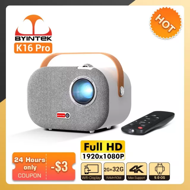 BYINTEK  Mini projecteur vidéo Android  Portable  Full HD 1920x1080P 4K 9.0 Wifi