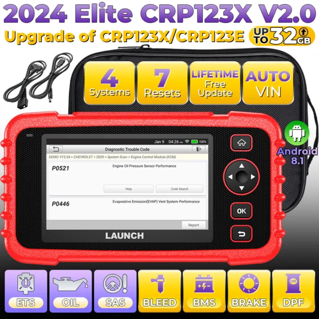 2024 Launch X431 CRP123X Profi OBD2 Diagnóstico Coche EOBD Escáner ABS SRS SAS