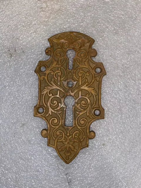 Antique Decorative Brass Eastlake Double Keyhole Cover