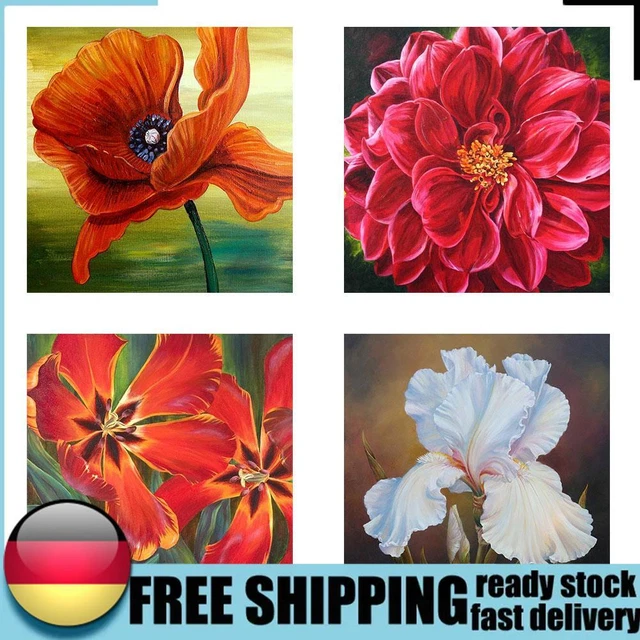 Pintura al óleo de flores por números hágalo usted mismo pintada a mano sobre lienzo arte pared imagen artesanal DE