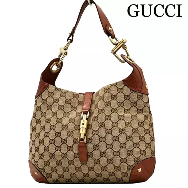 GUCCI Shoulder Bag New Jackie Canvas Camel Authentic From Japan