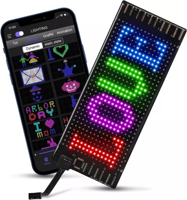 Panneau LED Programmable Voiture | Décoration LED 17 x 7 cm Connectée | BT & USB