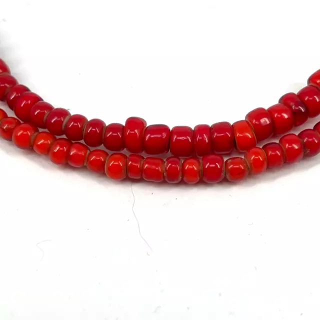 Red White Heart Venetian Trade Beads