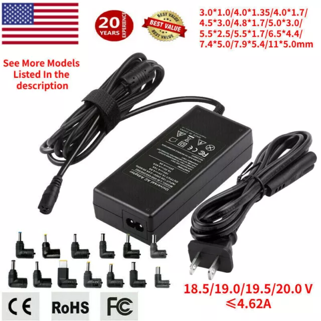 90W Universal AC Laptop Adapter Power Charger Cord FOR HP DELL TOSHIBA SONY ACER