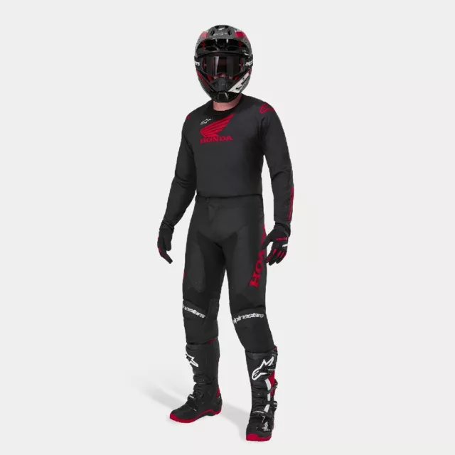 Completo Cross Enduro Maglia Pantaloni Alpinestars Honda Racer Iconic Nero Rosso