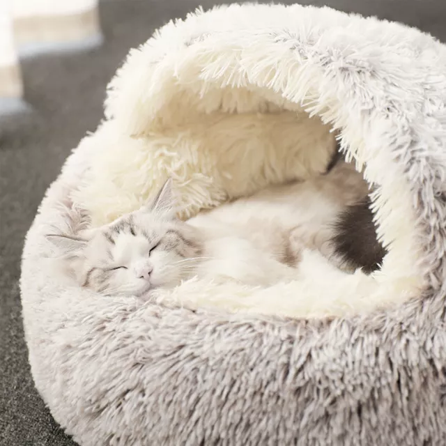 Plush Pet Cat Cave House Sleeping Bed Kennel Puppy Super Soft Warm Cuddler Nest 7