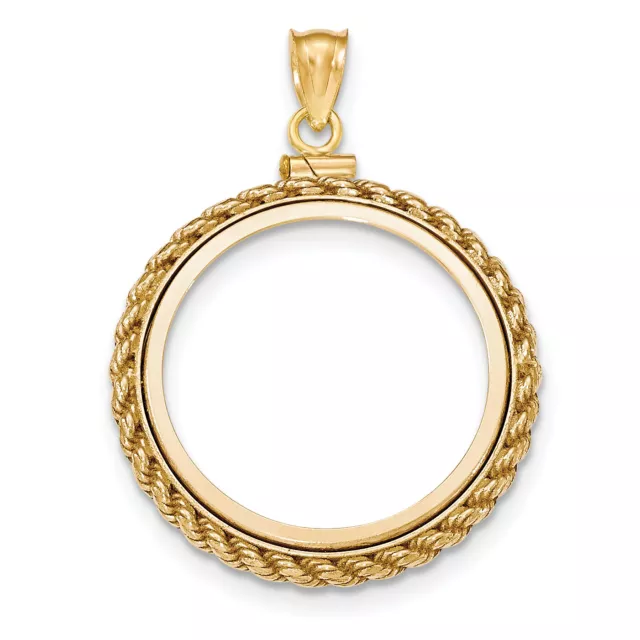 14k Gold French 20 Franc Lucky Angel Screw Top Rope Coin Bezel 21.0mm
