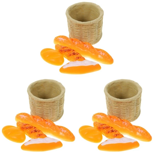 3 Juegos Mini Cesta de Pan Adorno Pan Decoraciones Alimentos Modelos Casa de Muñecas Decoración