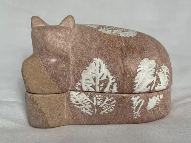 Soapstone Hippo Hippopotamus Hand Carved Stone Figurine Trinket Box Kenya Besmo