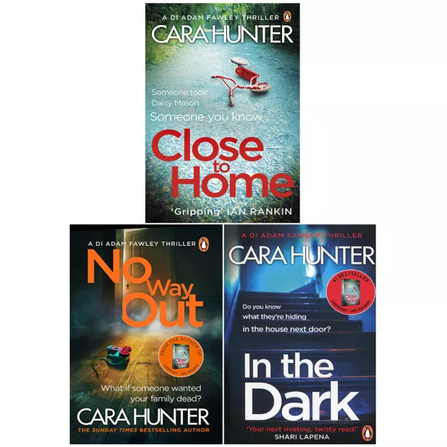 Cara Hunter 3 Books Collection Set Close to Home, In The Dark, No Way Out PB NEW