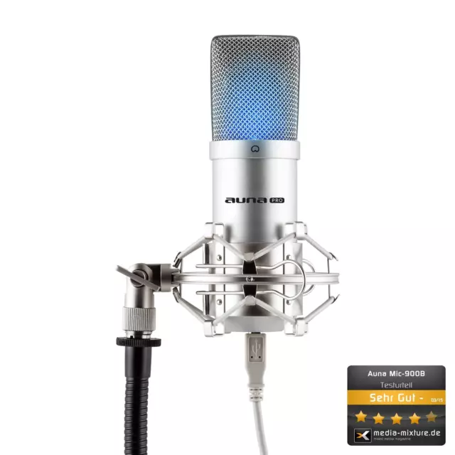 Auna Mic-900 Led Fx Usb Cardioid Microphone Pa Live & Dj Studio Condenser Mic