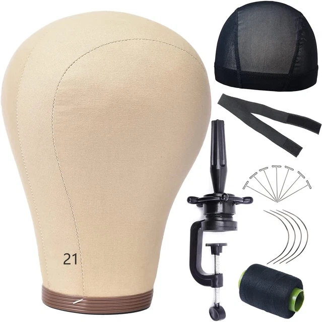 Cabeza de peluca cabeza de maniquí con soporte para hacer pelucas de 21 pulgadas