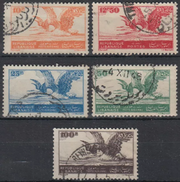 Liban Lebanon 1946 used Mi.336/40 Vögel Reiher Birds [gd303]