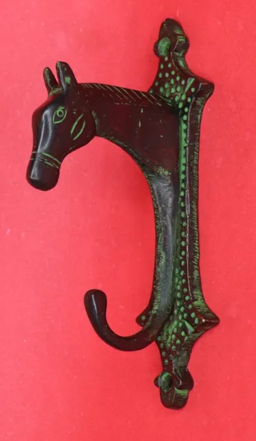 Green Horse Antique Style Handmade Brass Cup Key Cloth Hanger Wall Mounted Hook 3