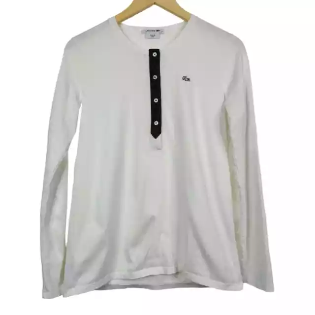 Lacoste Big Boys Long Sleeve Pima Henley White Size L