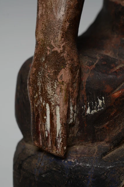 Early 20th Century, Antique Burmese Wooden Man Figurine 5