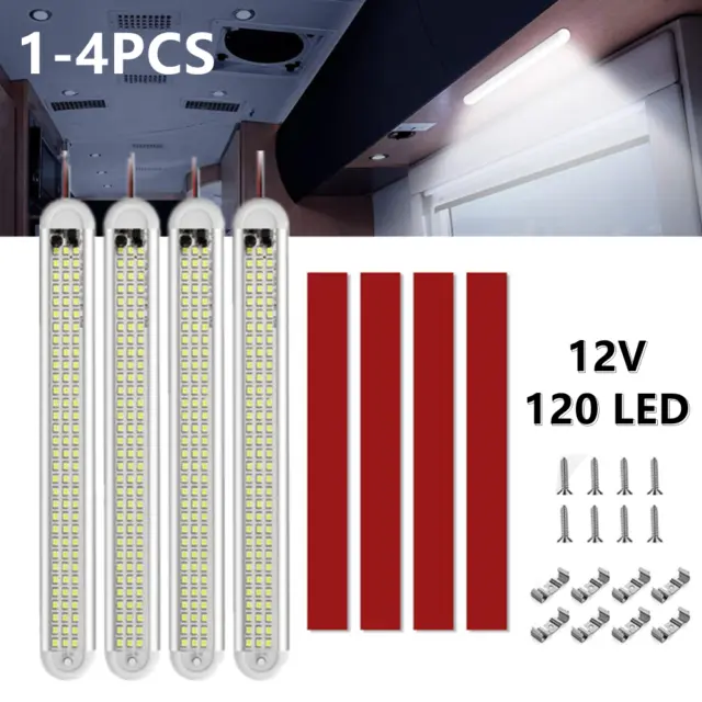 12V 120 LED Car Interior Strip Light Bar Light for Van Caravan Boat Home 1-4Pcs