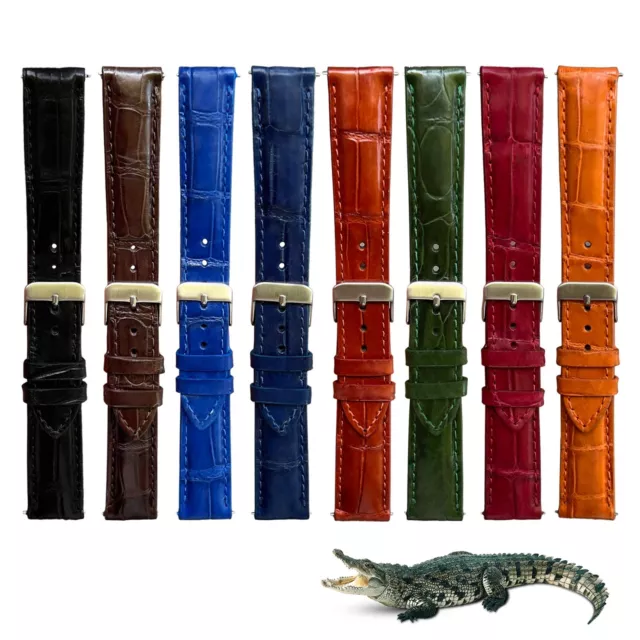 Alligator Leather Watch Band Genuine Crocodile Watch Strap For Men Handmade