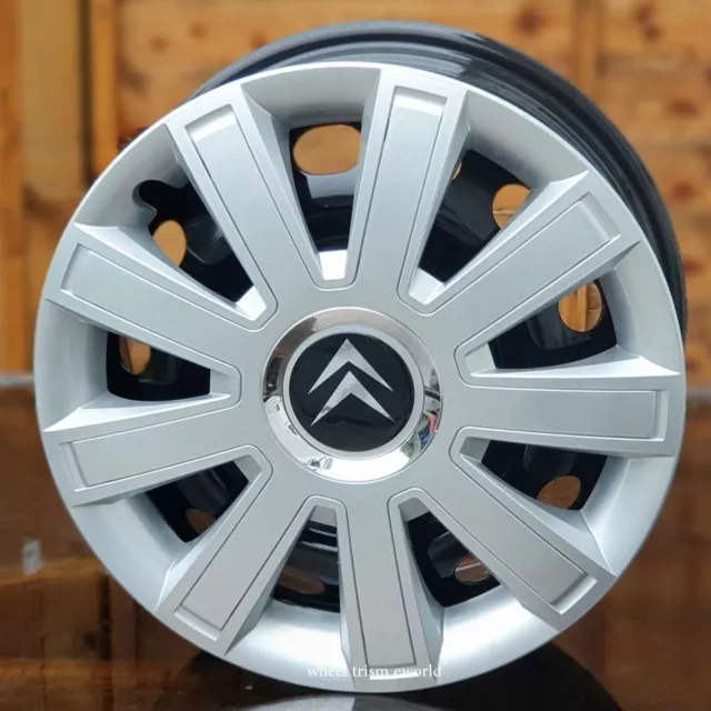 New Silver/Black 16" wheel trims,hub caps to fit Citroen Berlingo  from 2018