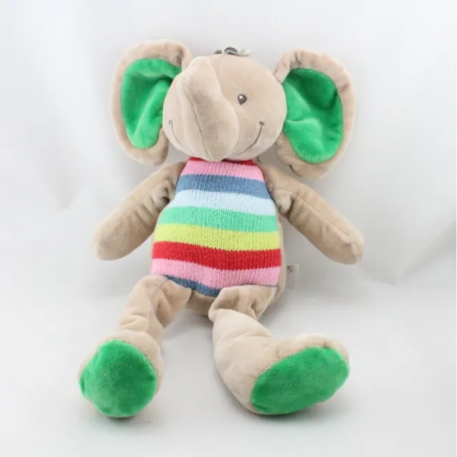 Doudou éléphant beige vert bleu rose rouge laine NICOTOY - 20990