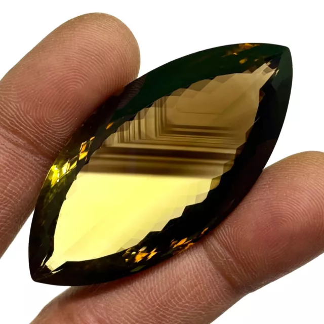 VVS 122 Cts Certified AAA Natural Bio Lemon Quartz Huge Marquise Cut Gemstone