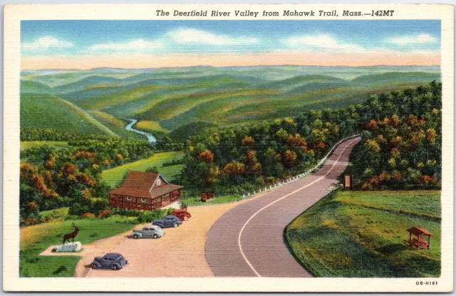 VINTAGE POSTCARD VIEW OF THE DEERFIELD RIVER VALLEY FROM MOHAWK TRAIL CT 1930s