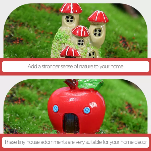 9 Pcs Cottage House Miniature Figurines Micro Landscape Desk 3