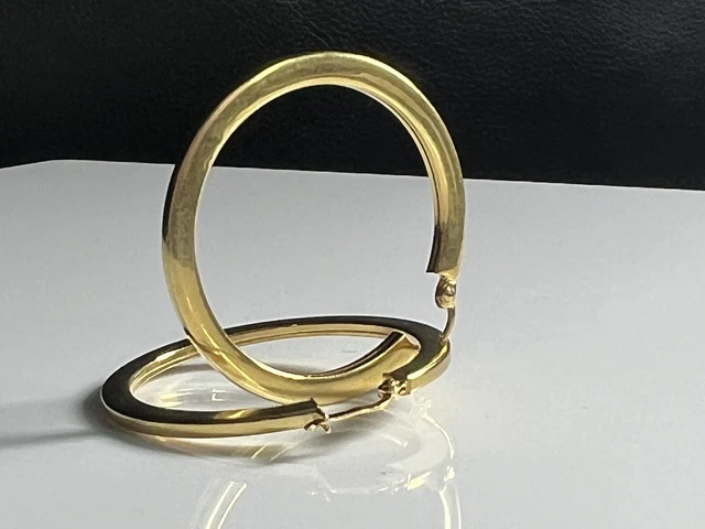 Gold Kreolen in 585er/ 14kt Gelb~ Gold Ohrringe Vintage ~ klassisch & schlicht