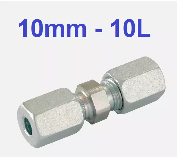 10L EQUAL STRAIGHT HYDRAULIC COMPRESSION FITTING COUPLING TUBE PIPE JOINER 10mm