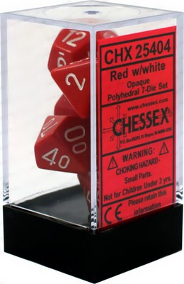 7 Die Set IN Display Cubo Chessex Chessex Opaco Nero Con Bianco Numeri Poliedrico 